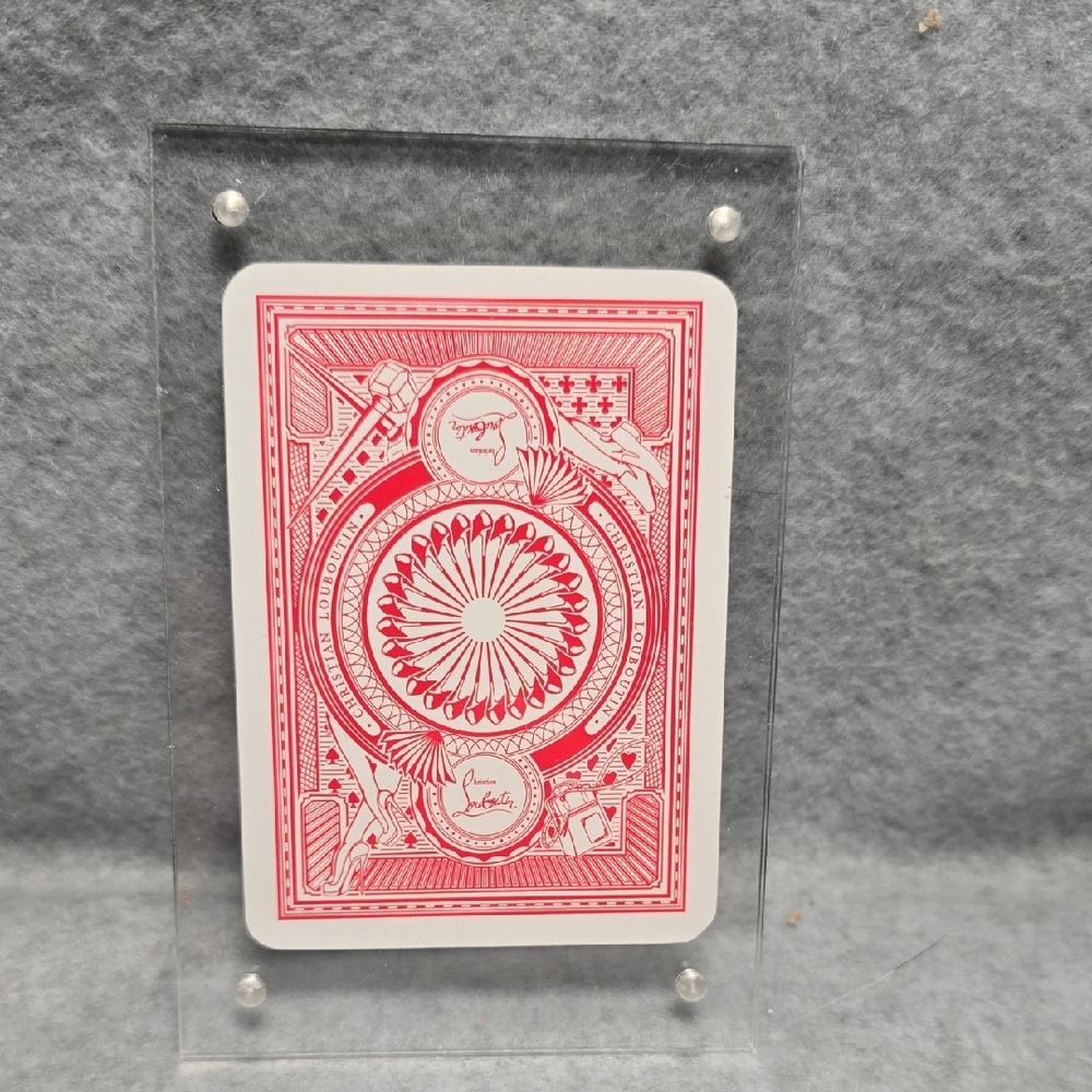 Christian Louboutin Red Decorative Playing Card 9 of Clubs